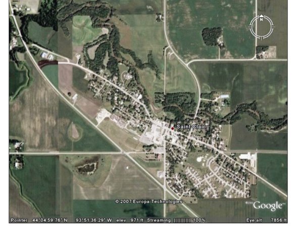 Google Earth image of Saint Clair Minnesota